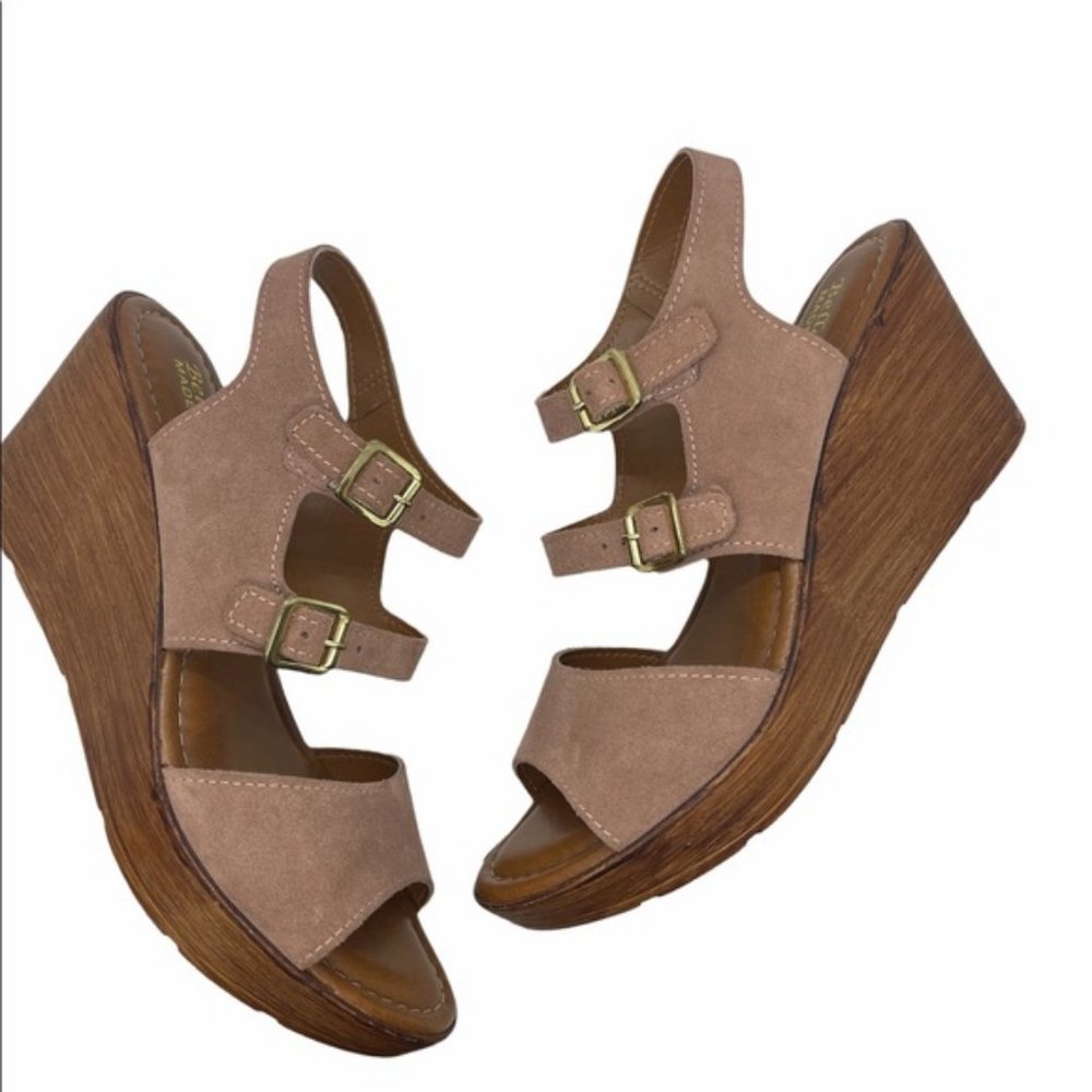 Bella Vita | Platform Sandal | Ankle Strap Wedge | Suede | Blush Pink | 9.5 Wide